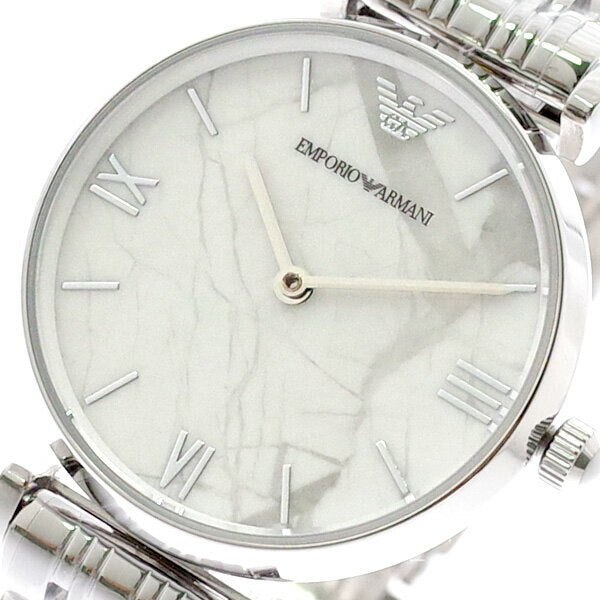 Emporio Armani Gianni T Bar White Dial Silver Steel Strap Watch For Women - AR11170