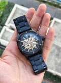 Fossil Modern Machine Automatic Skeleton Blue Dial Two Tone Steel Strap Watch for Men - ME3133