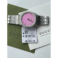 Gucci 25H Quartz Pink Dial Silver Steel Strap Watch for Women - YA163410
