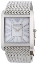 Emporio Armani Super Slim Quartz White Dial Silver Mesh Bracelet Watch For Women - AR2015