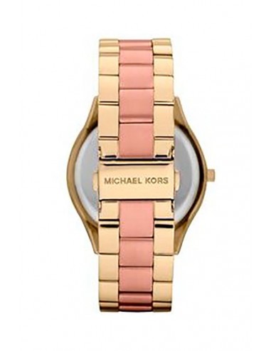 Michael Kors Slim Runway Pink Dial Two Tone Steel Strap Watch for Women - MK3493