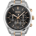 Hugo Boss Champion Black Dial Two Tone Steel Strap Watch for Men - 1513819