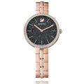 Swarovski Cosmopolitan Black Dial Rose Gold Steel Strap Watch for Women - 5517797