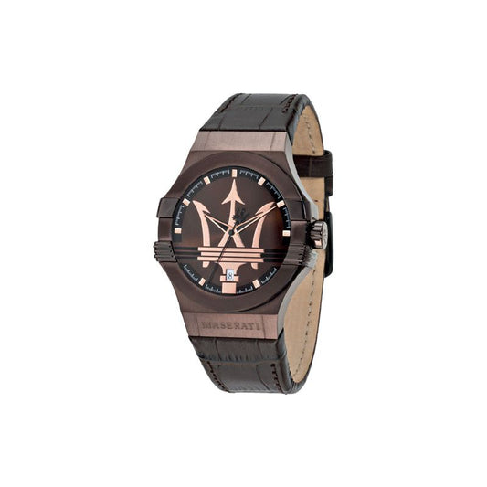 Maserati Potenza Brown Dial Brown Leather Strap Watch For Men - R8851108011