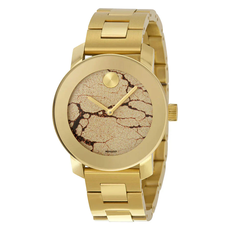 Movado Bold Glitter Gold Dial Gold Steel Strap Watch for Women - 3600346