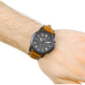 Fossil Grant Chronograph Black Dial Brown Leather Strap Watch for Men - FS5241