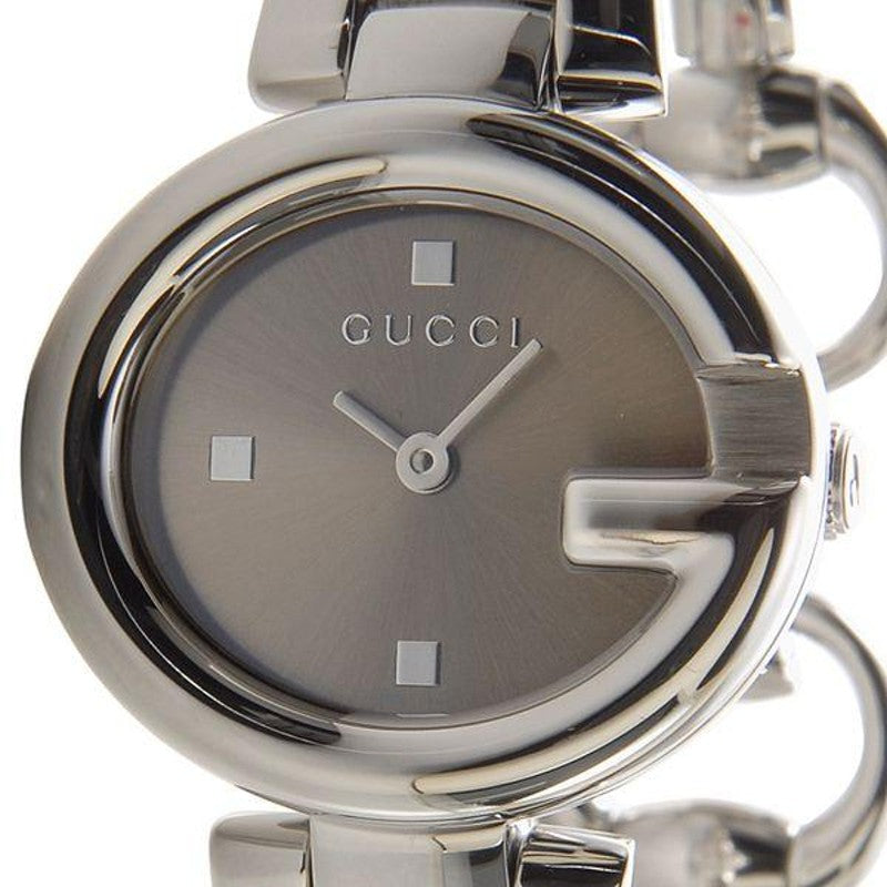 Gucci Guccissima Quartz Diamonds Brown Dial Silver Steel Strap Watch For Women - YA134503