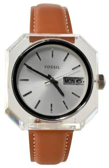 Fossil Candy White Dial Brown Leather Strap Watch for Women - ES3538