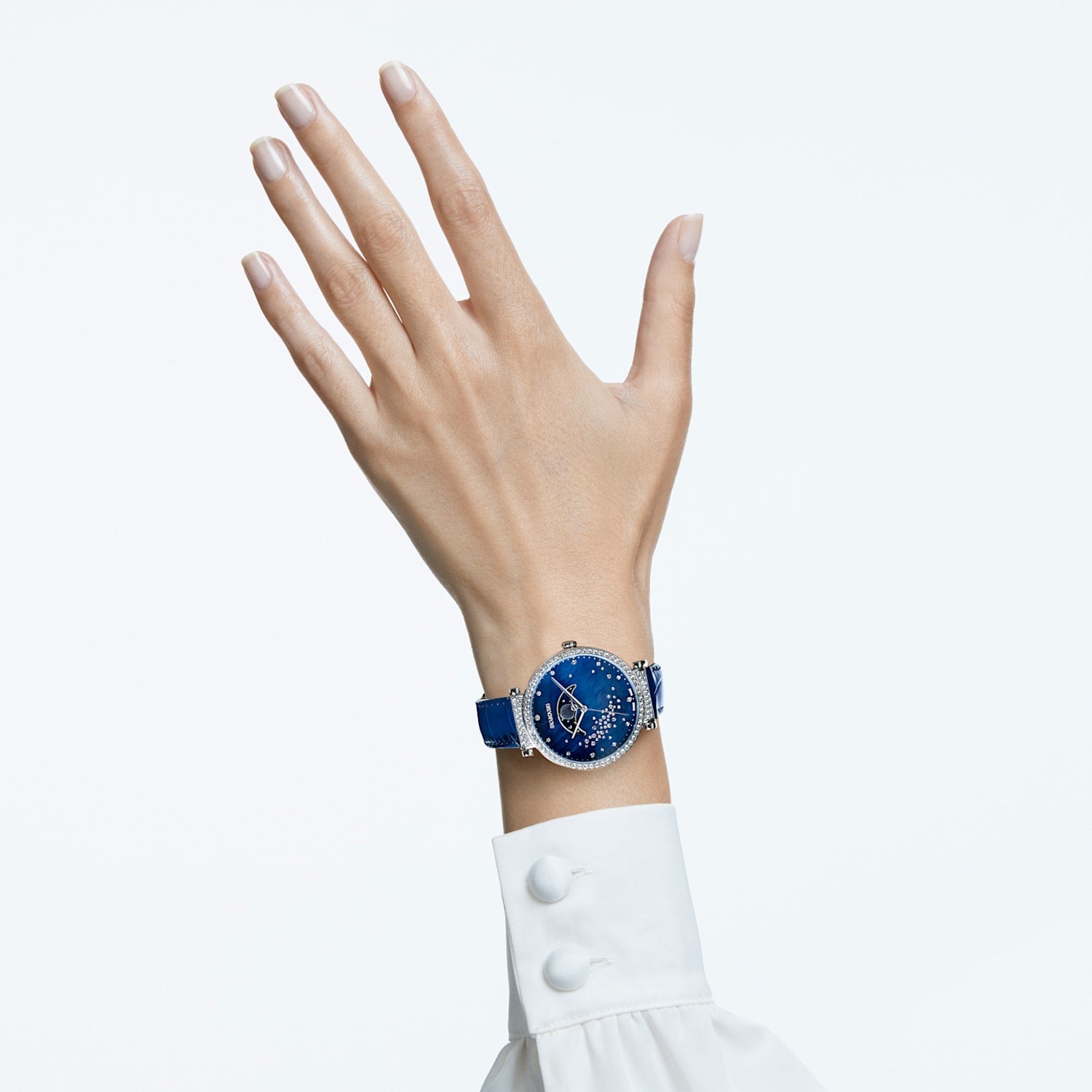 Swarovski Passage Moon Phase Blue Dial Blue Leather Strap Watch for Women - 5613320