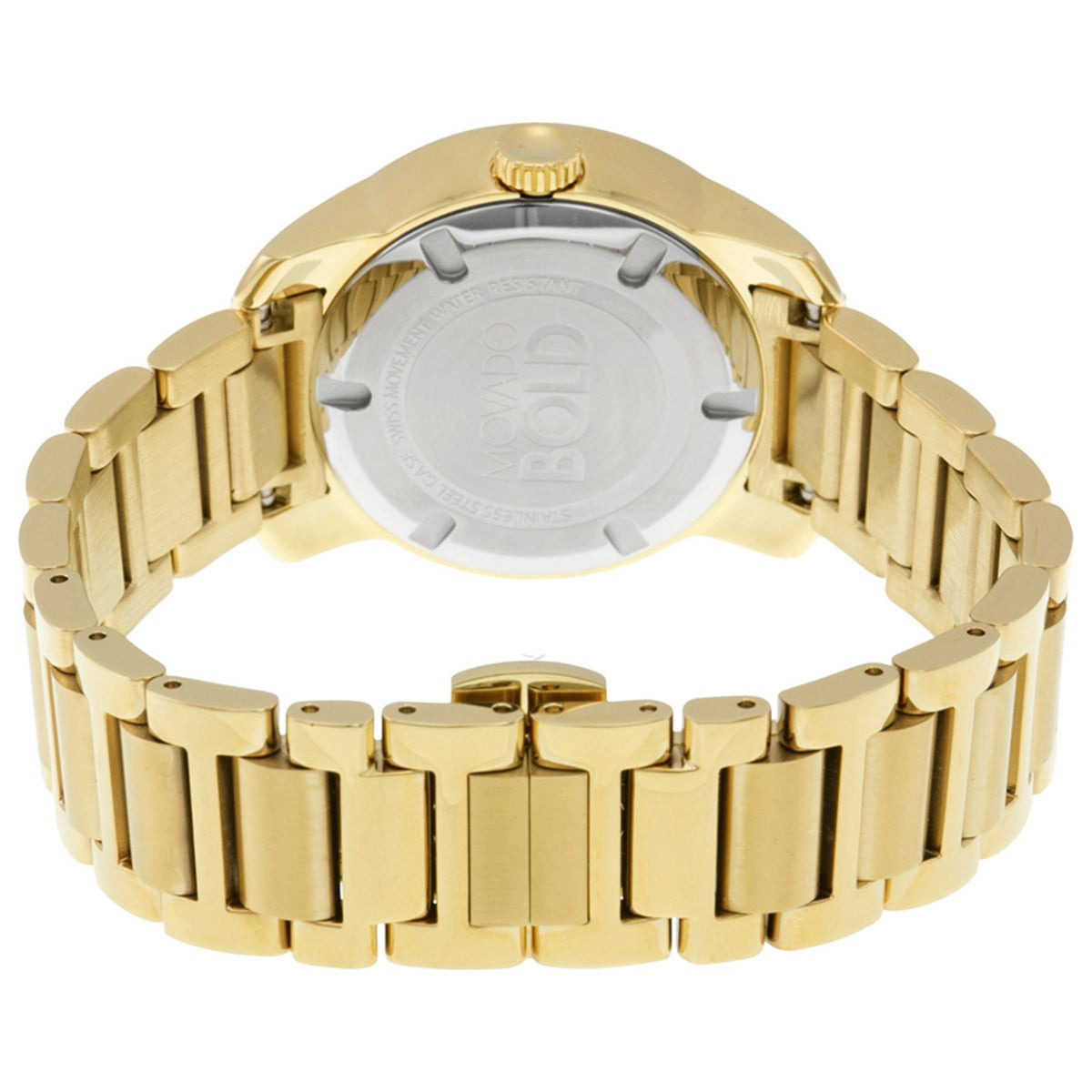 Movado Bold Gold Pave Dial Gold Steel Strap Watch For Women - 3600255