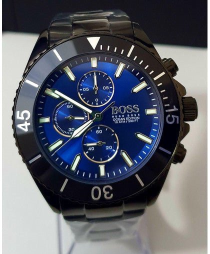 Hugo Boss Ocean Edition Blue Dial Black Steel Strap Watch for Men - 1513743