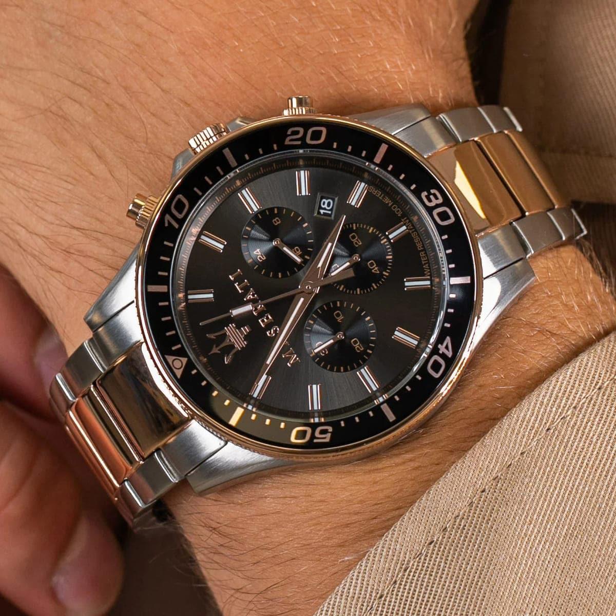 Maserati SFIDA Rose Quartz Black Dial Stainless Steel Watch For Men - R8873640002