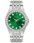 Bulova Phantom Classic Baguette Green Dial Silver Steel Strap Watch for Men - 96A253