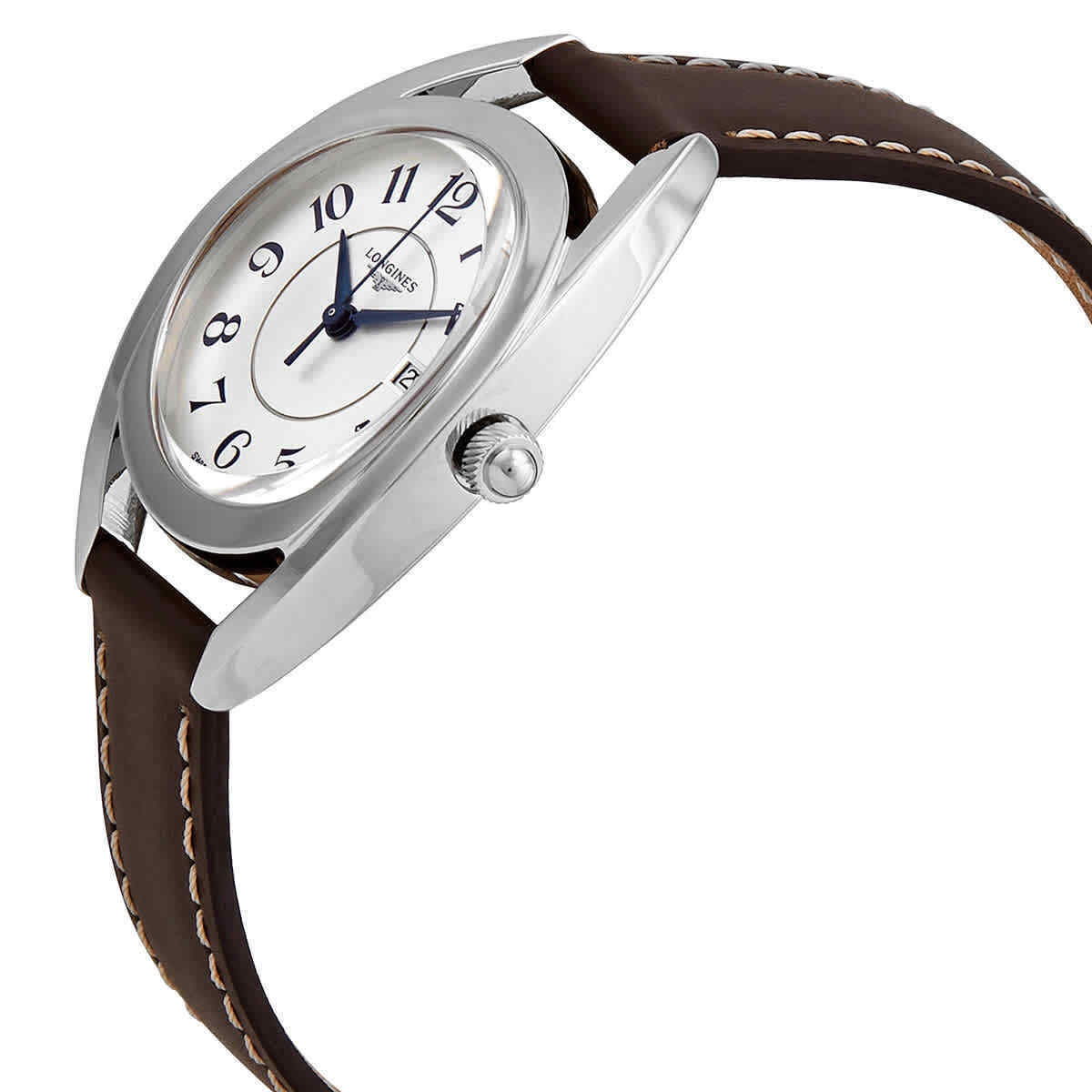 Longines Equestrian White Dial Brown Leather Strap Watch for Women - L6.136.4.73.2