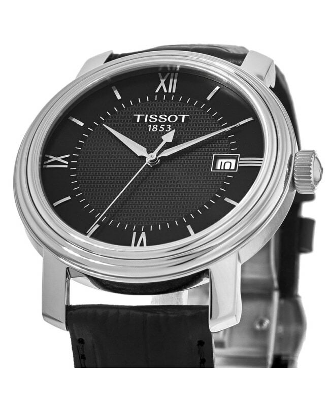 Tissot T Classic Bridgeport Black Dial Leather Strap Watch For Men - T097.410.16.058.00