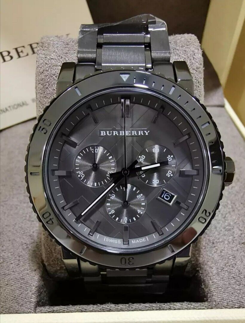 Burberry The City Grey Dial Grey Steel Strap Watch for Men - BU9381