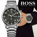 Hugo Boss Aeroliner Black Dial Silver Steel Strap Watch for Men - 1513181