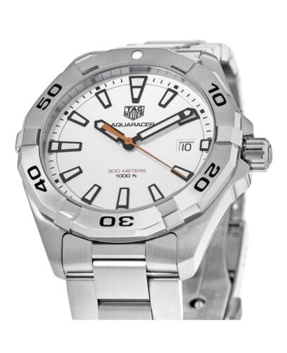 Tag Heuer Aquaracer Quartz White Dial Silver Steel Strap Watch for Men - WBD1111.BA0928