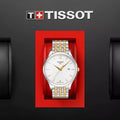 Tissot T Classic Tradition Silver Dial Two Tone Mesh Bracelet Watch For Men - T063.610.22.037.00
