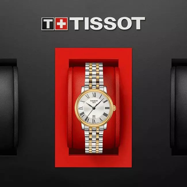 Tissot T Classic Carson Premium White Dial Two Tone Steel Strap Lady Watch For Women - T122.210.22.033.00