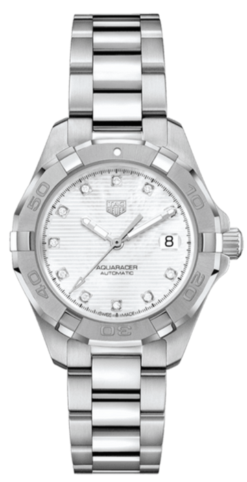 Tag Heuer Aquaracer White Mother of Pearl Dial Silver Steel Strap Watch for Women - WBD1314.BA0740