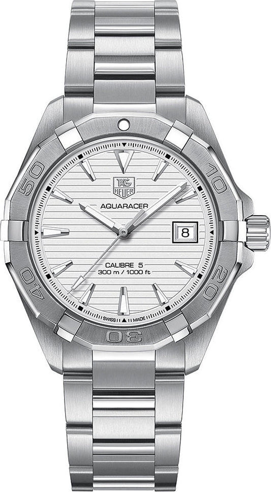 Tag Heuer Aquaracer Automatic White Dial Silver Steel Strap Watch for Men - WAY2111.BA0928