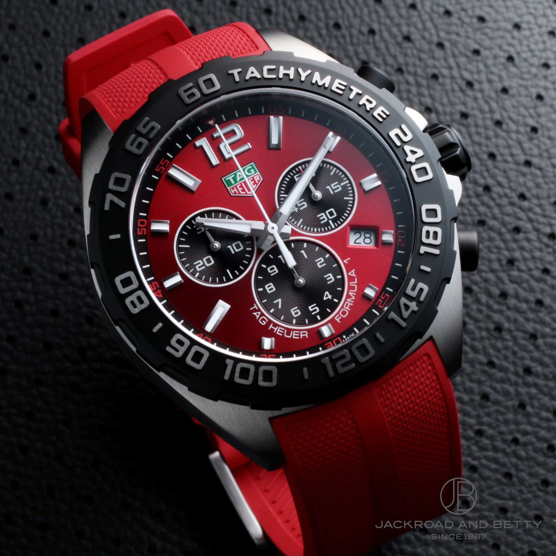 Tag Heuer Formula 1 Chronograph Red Dial Red Rubber Strap Watch for Men - CAZ101AN.FT8055