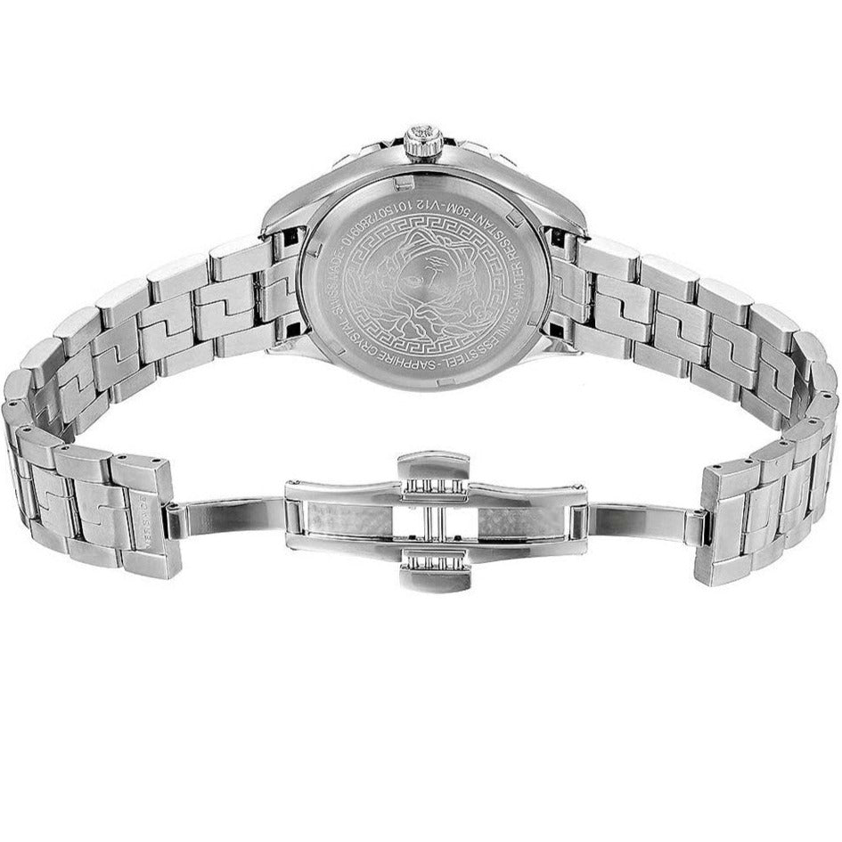 Versace Hellenyium Black Dial Silver Steel Strap Watch for Women - V12020015