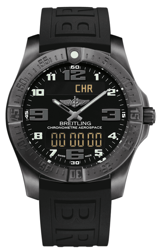 Breitling Aerospace Evo Black Dial Black Rubber Strap Watch for Men - V79363101B1S1