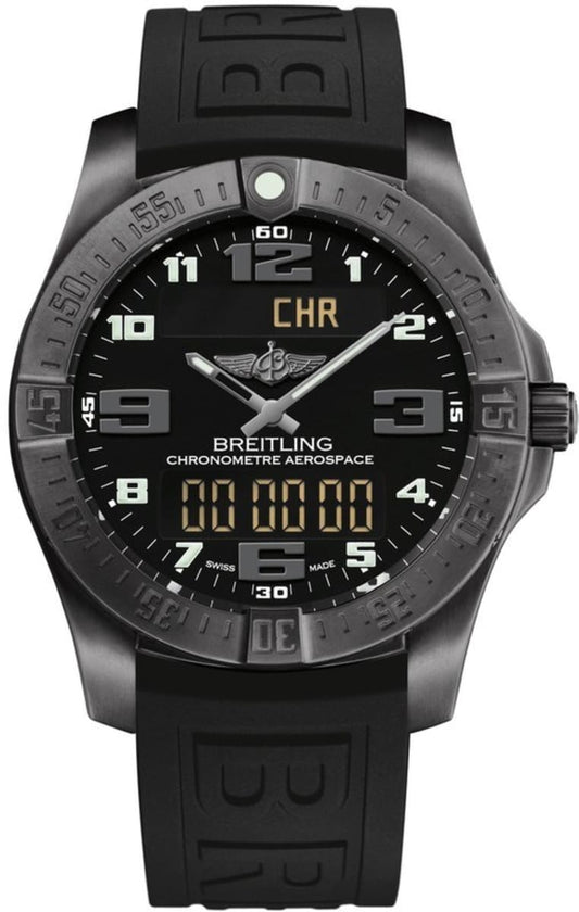 Breitling Aerospace Evo Black Dial Black Rubber Strap Watch for Men - V79363101B1S1