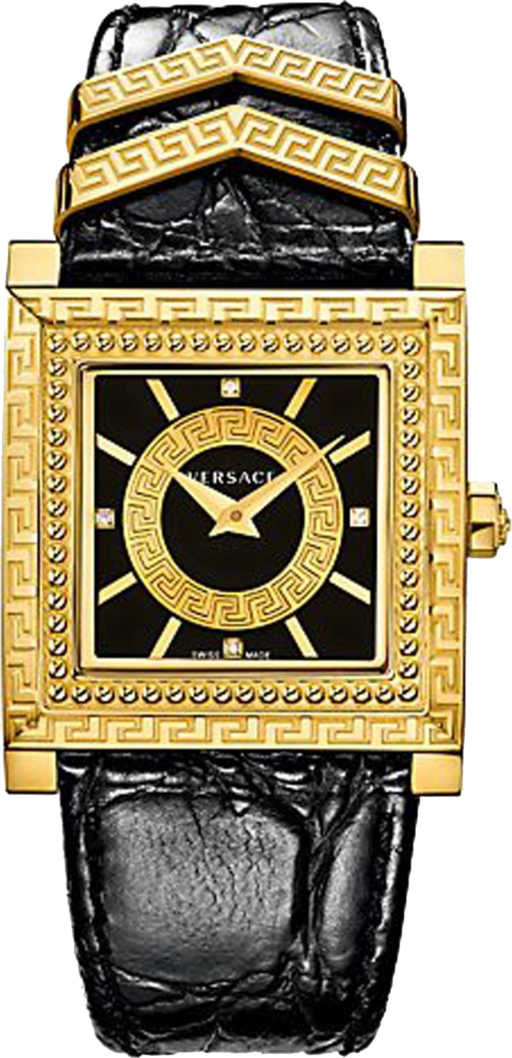 Versace VD-25 Diamonds Black Dial Black Leather Strap Watch for Women - VQF020015