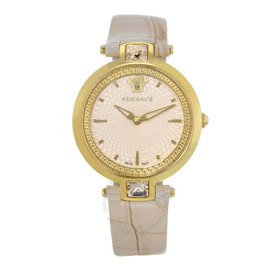 Versace Olympo Quartz White Dial Beige Leather Strap Watch for Women - VAN050016