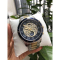 Fossil Grant Sport Automatic Skeleton Blue Dial Two Tone Steel Strap Watch for Men - ME3141