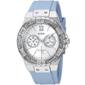 Guess Limelight Crystals White Dial Blue Rubber Strap Watch for Women - W1053L5