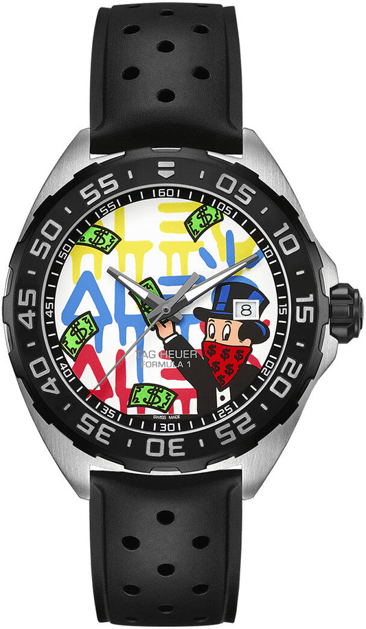 Tag Heuer Formula 1 Alec Monopoly Special Edition White Dial Black Rubber Strap Watch for Men - WAZ1119.FT8023