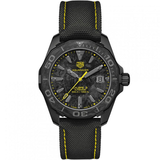 Tag Heuer Aquaracer Calibre 5 Black Dial Black NATO Strap Watch for Men - WBD218B.FC6446