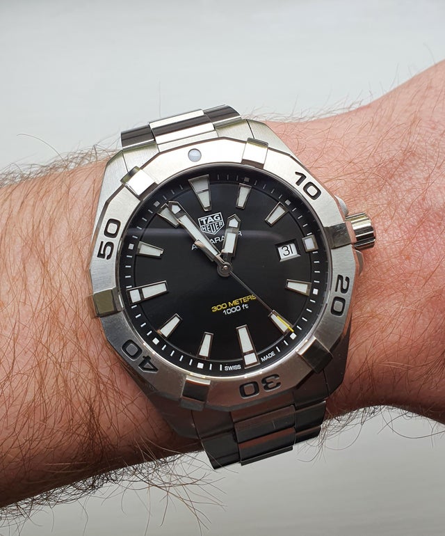 Tag Heuer Aquaracer Black Dial Silver Steel Strap Watch for Men - WBD1110.BA0928