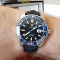 Tag Heuer Aquaracer Calibre 5 Automatic Black Dial Black Nylon Strap Watch for Men - WAY201C.FC6395