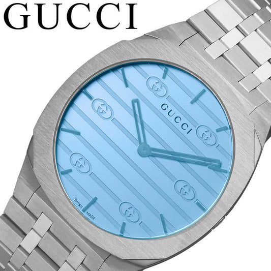 Gucci 25H Quartz Blue Dial Silver Steel Strap Unisex Watch - YA163408