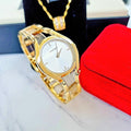 Calvin Klein Class White Dial Gold Steel Strap Watch for Women - K6R23526