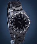 Guess Sparkler Diamonds Black Dial Black Steel Strap Watch for Women - GW0111L4