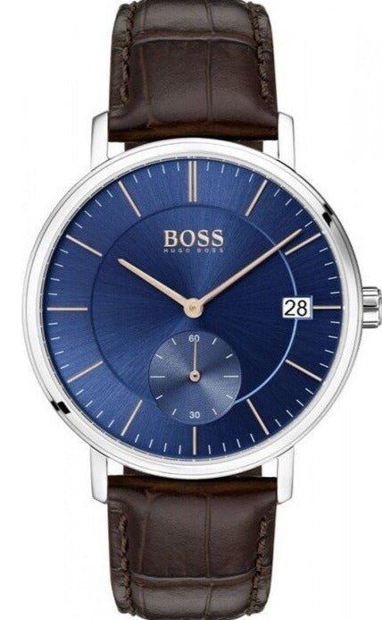 Hugo Boss Corporal Blue Dial Brown Leather Strap Watch for Men - 151363