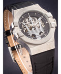 Maserati Potenza Automatic Black Dial Black Leather Strap Watch For Men - R8821108001